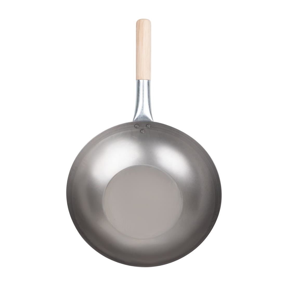 Vogue lichtstalen wok met vlakke bodem 330 mm