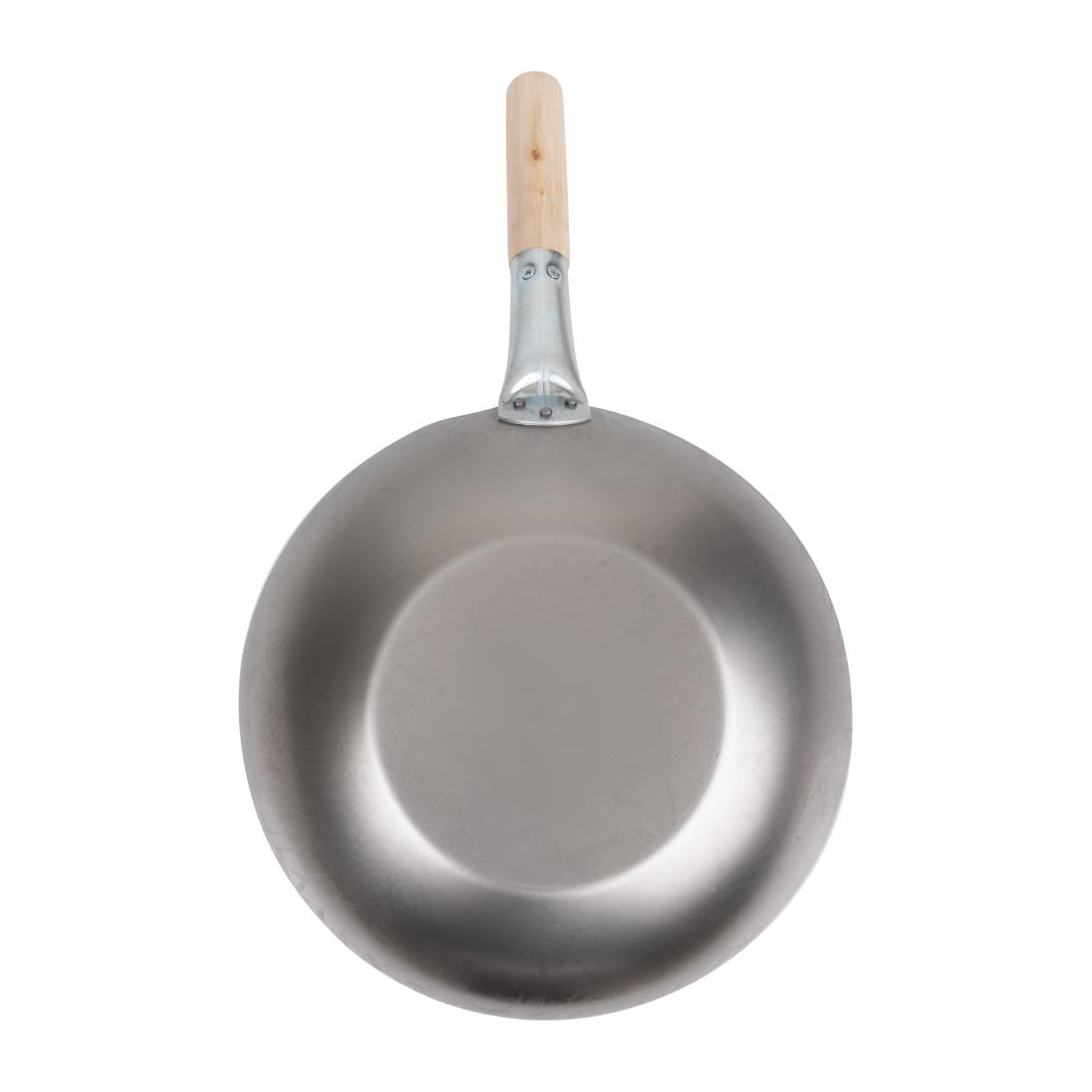 Vogue lichtstalen wok met vlakke bodem 330 mm