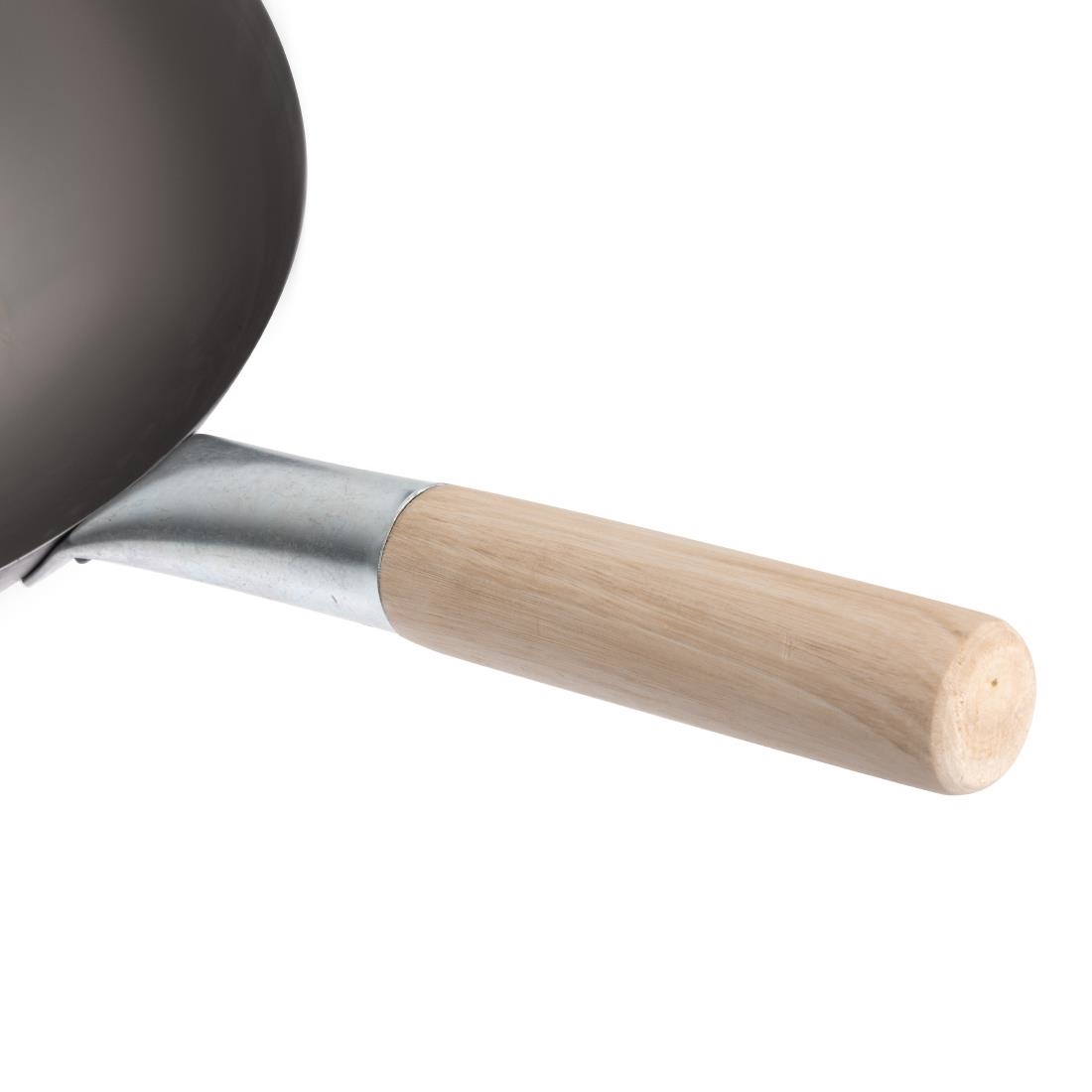 Vogue lichtstalen wok met vlakke bodem 330 mm