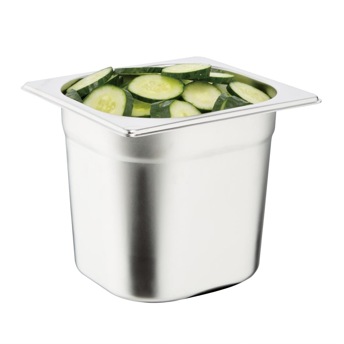 Vogue roestvrijstalen gastronorm bakset met deksels 1/6 (6 stuks)