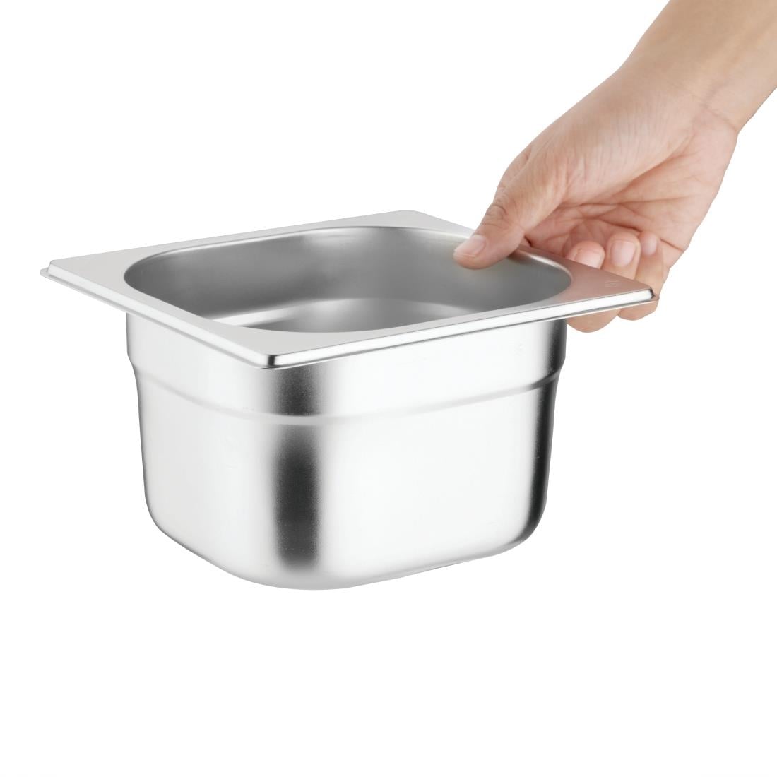 Vogue roestvrijstalen gastronormbakken set met deksels 1/6 (4 stuks)