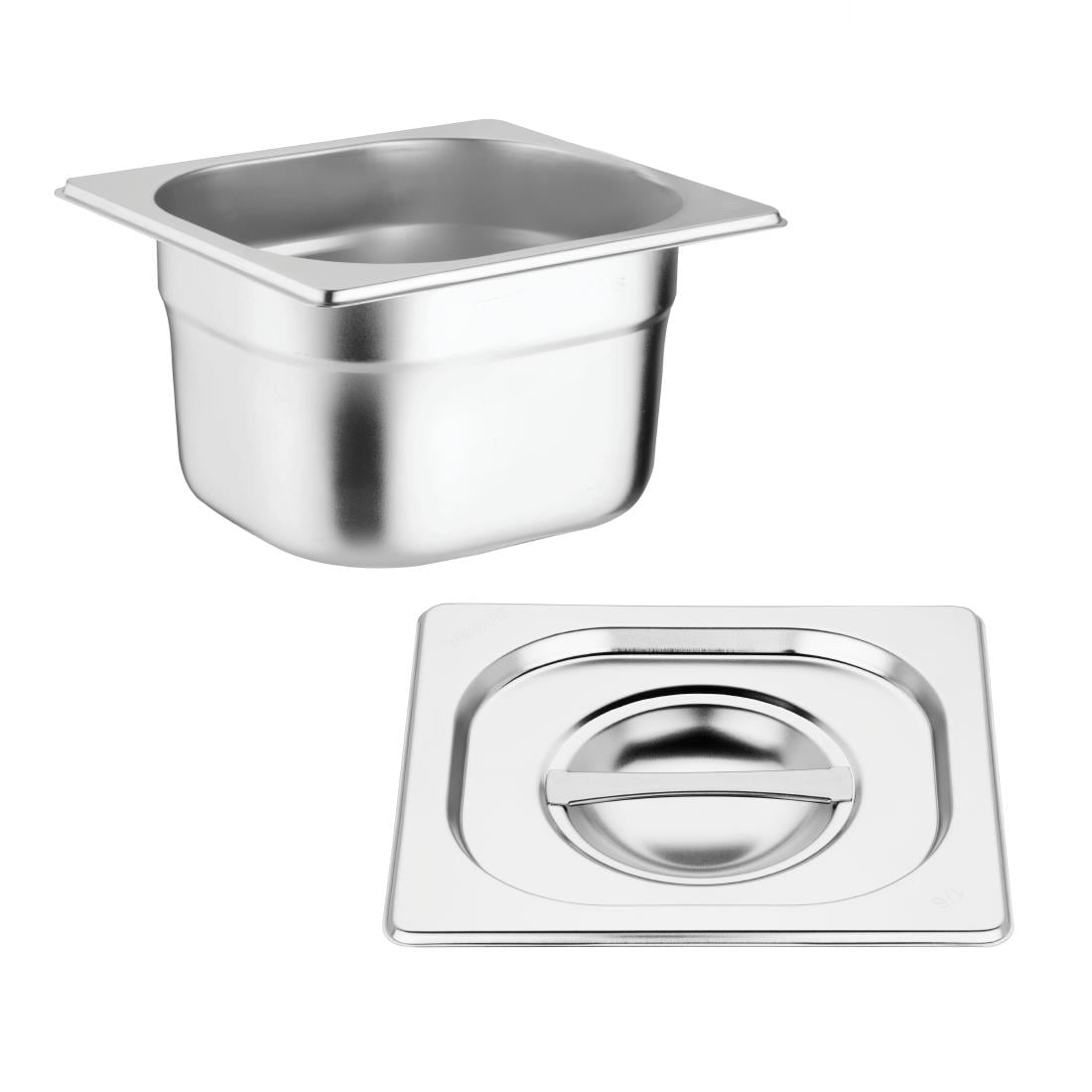 Vogue roestvrijstalen gastronormbakken set met deksels 1/6 (4 stuks)