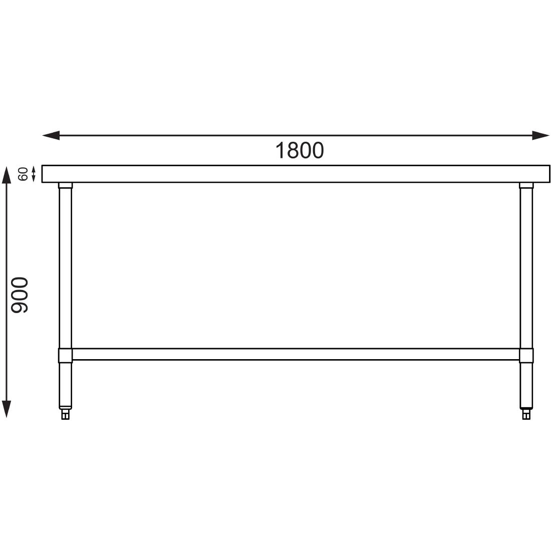 Vogue roestvrijstalen middentafel 1800mm