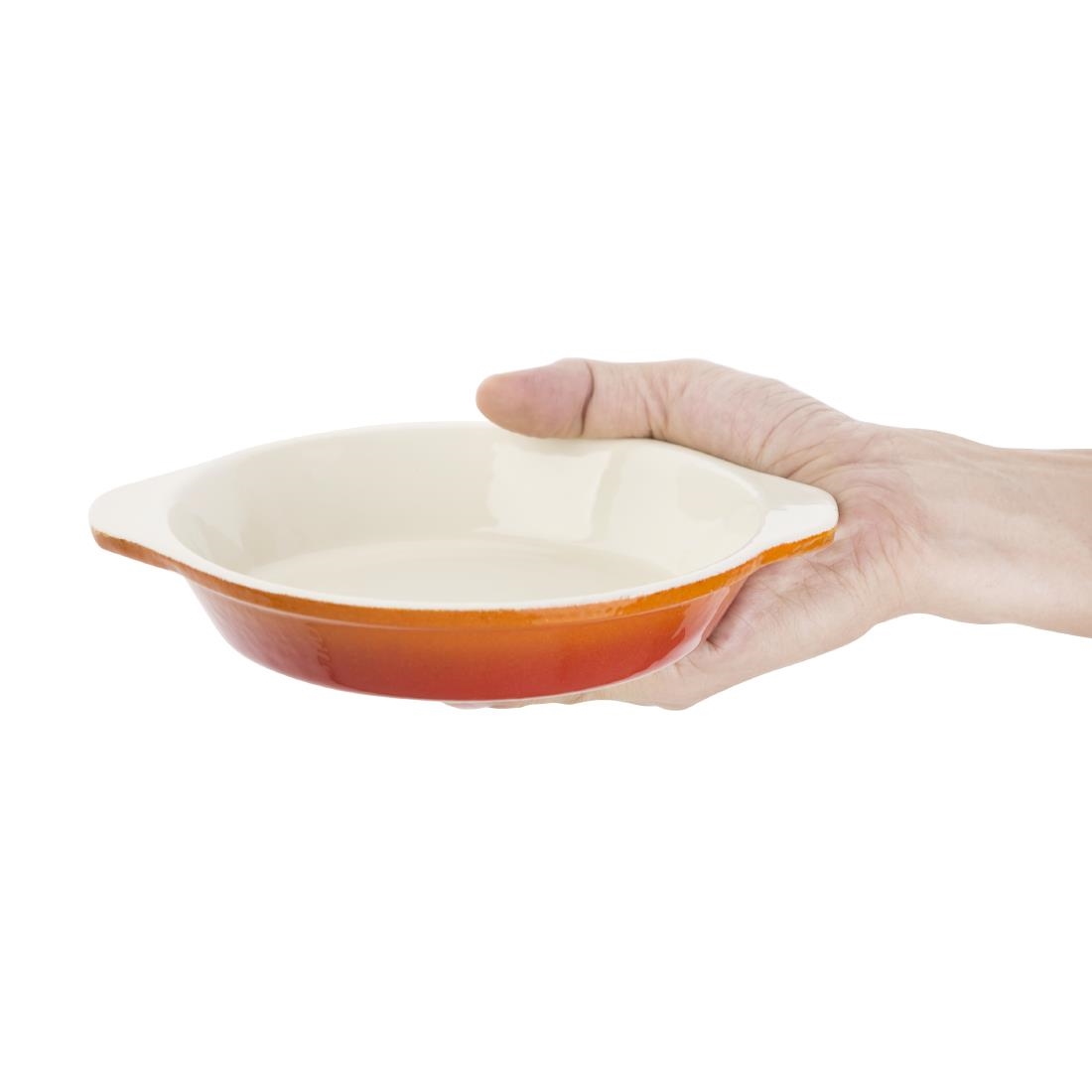 Vogue ronde gietijzeren gratineerschaal oranje 0,4Ltr