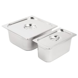 Vogue RVS Gastronorm Bakken Set 1/3 en 2/3 Met Deksels
