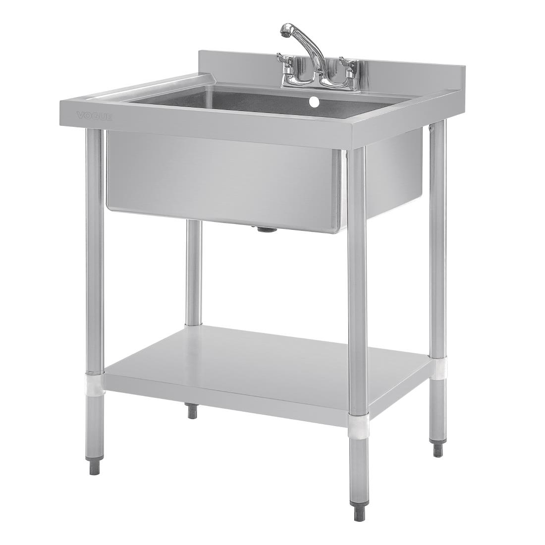 Vogue RVS spoeltafel enkele spoelbak met onderblad 75x60cm