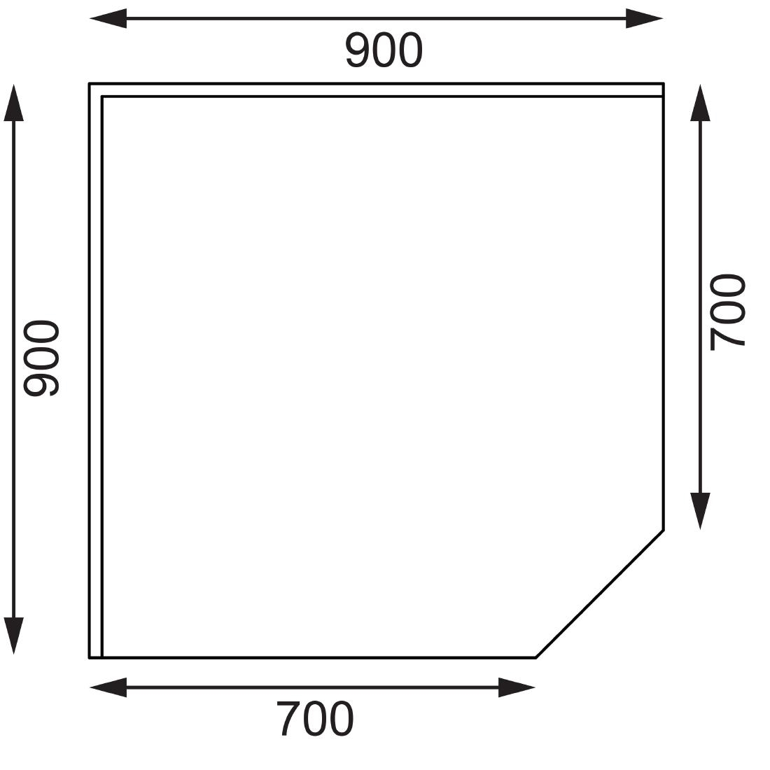 Vogue RVS werktafel hoekelement 70cm