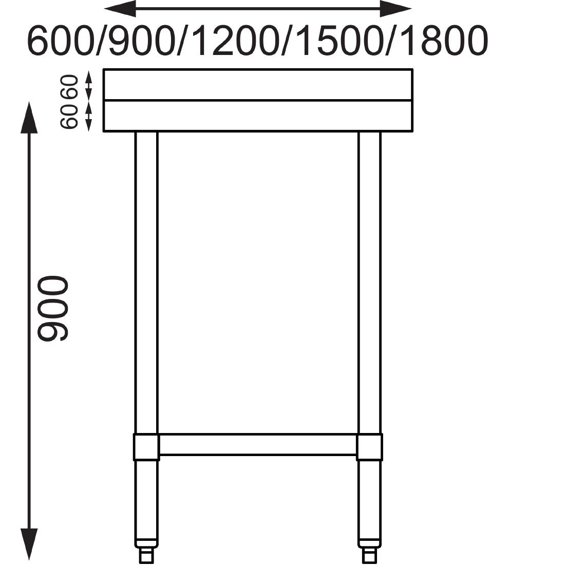 Vogue RVS werktafel met achteropstand 90x180x60cm