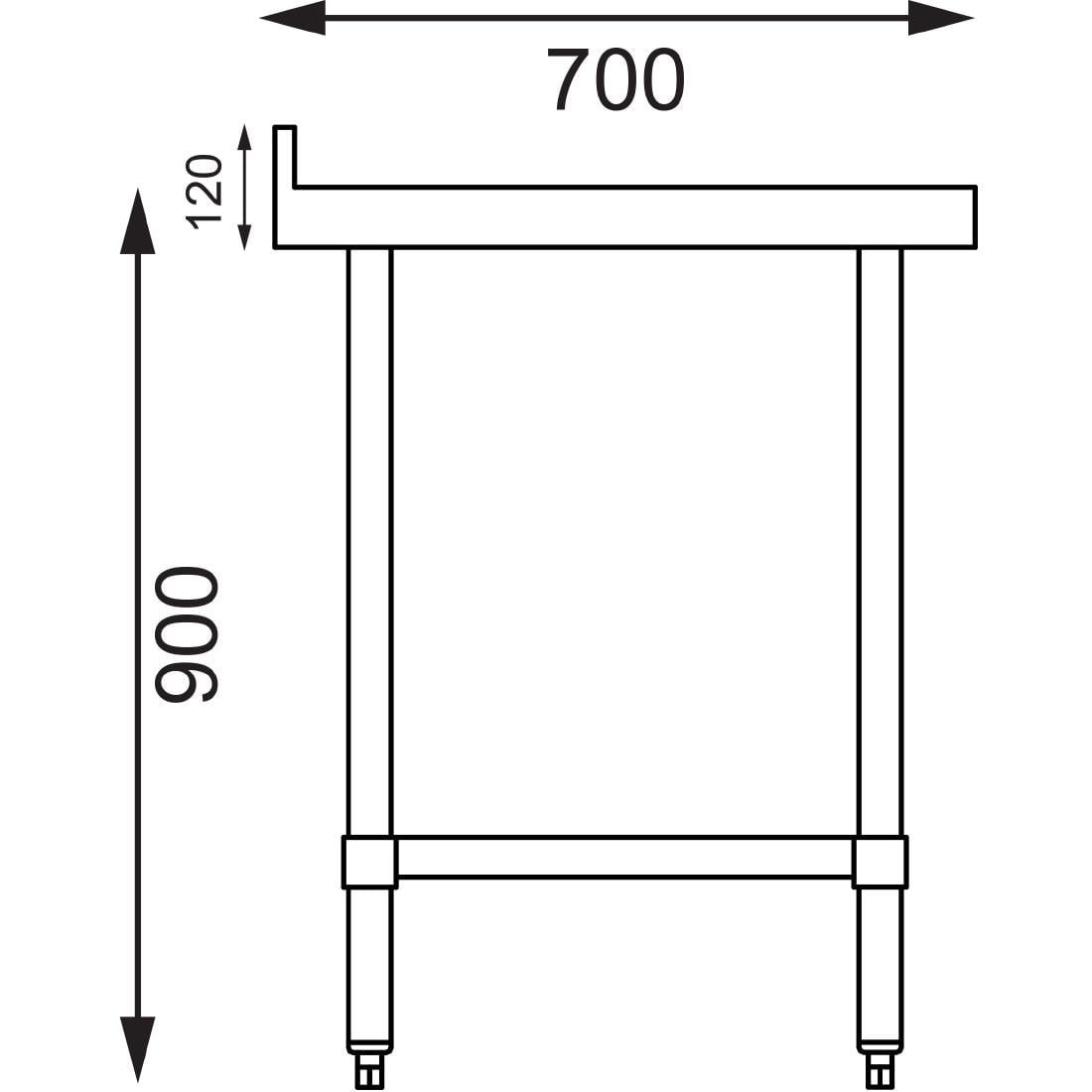 Vogue RVS werktafel met achteropstand 90x180x70cm