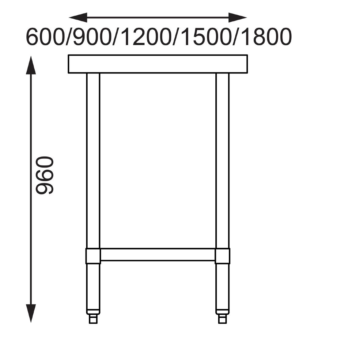 Vogue RVS werktafel zonder achteropstand 90x60x70cm