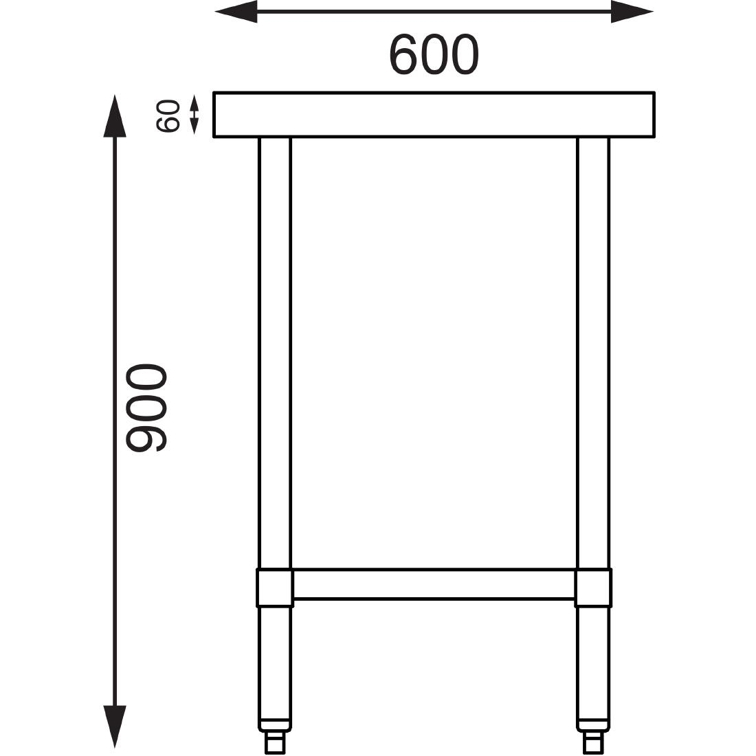 Vogue RVS werktafel zonder achteropstand 90x90x60cm