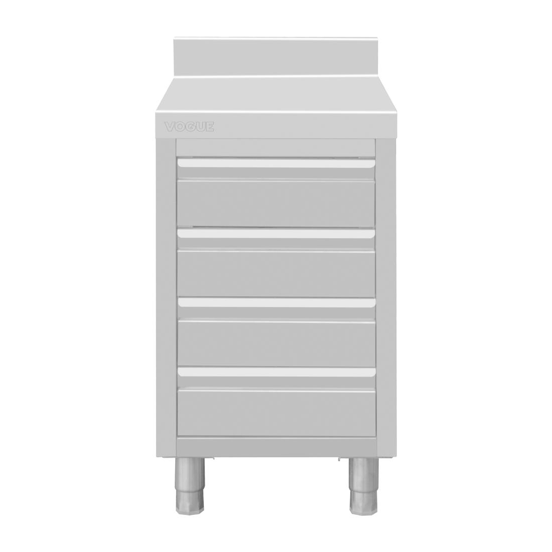 Vogue St/St Werkstation Met 4 Laden En Opstaande Rand Van 100 mm -900(H)X500(B)X700(D)Mm