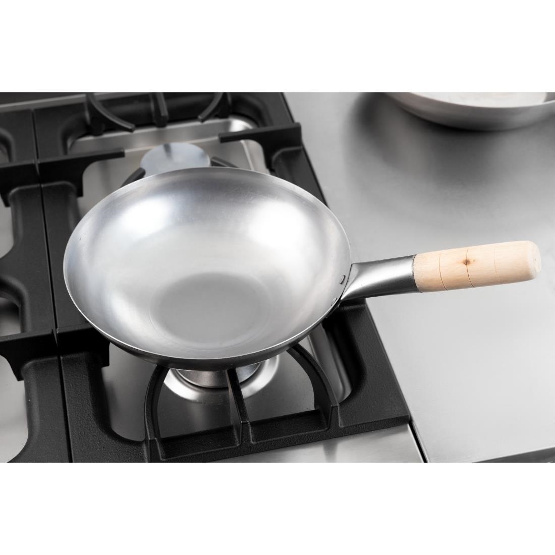 Vogue zacht stalen wok met platte bodem 25,5cm