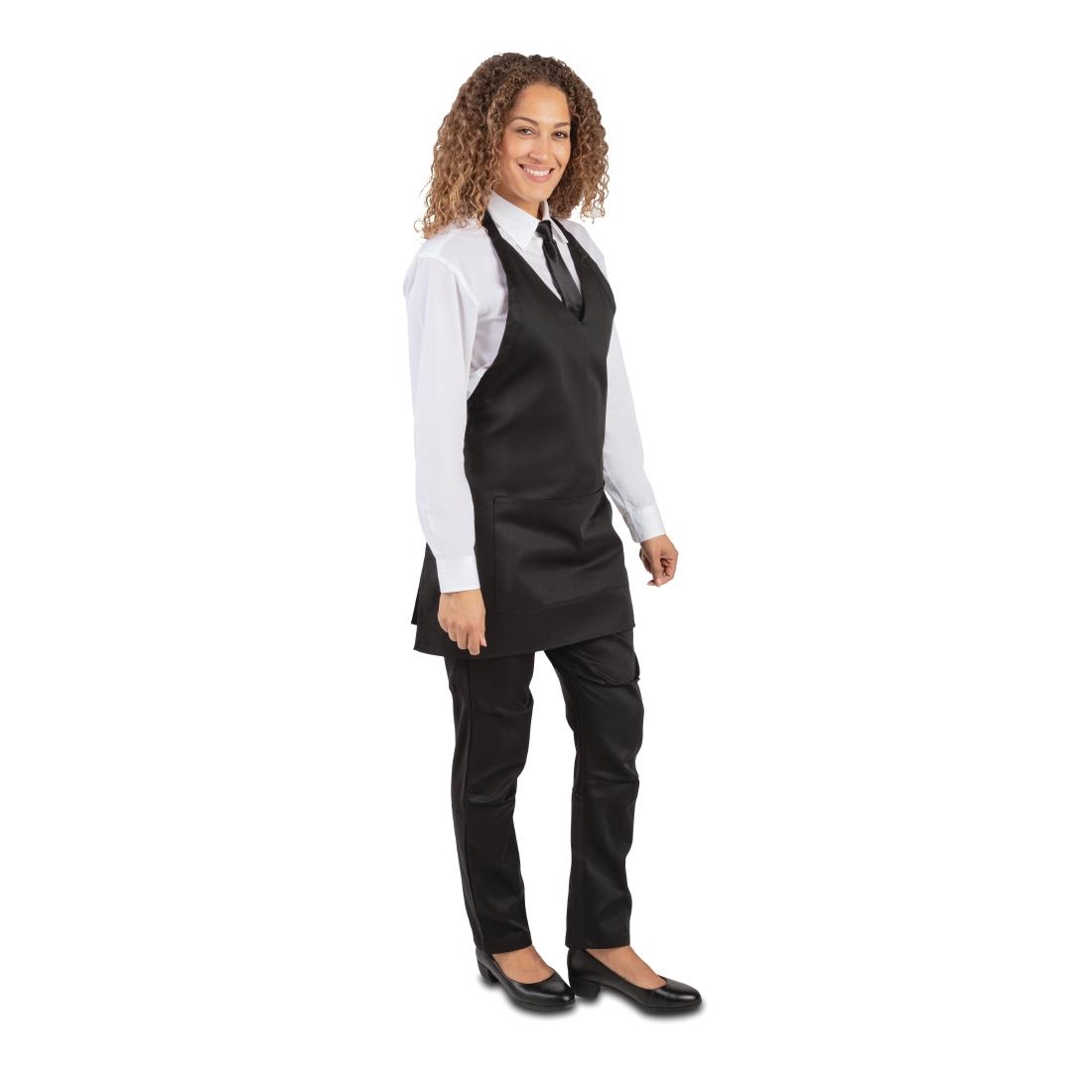Whites halterschort met V-hals zwart