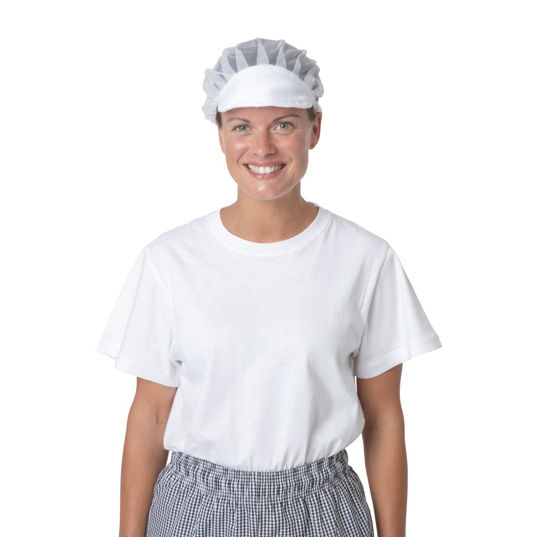 Whites nylon haarnet met klep wit