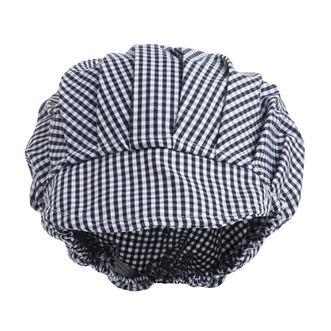 Whites polykatoen koksmuts met klep blauw-wit geruit