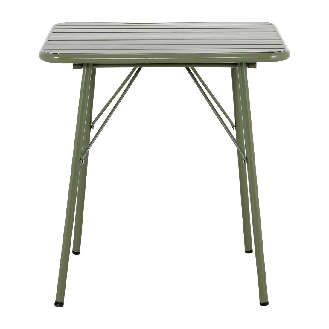 Bolero Amalfi Vierkante Gelat Staal Inklapbare Tafel Olijfgroen 700mm