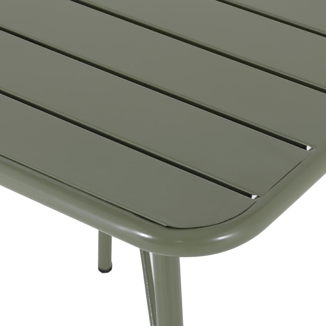 Bolero Amalfi Vierkante Gelat Staal Inklapbare Tafel Olijfgroen 700mm