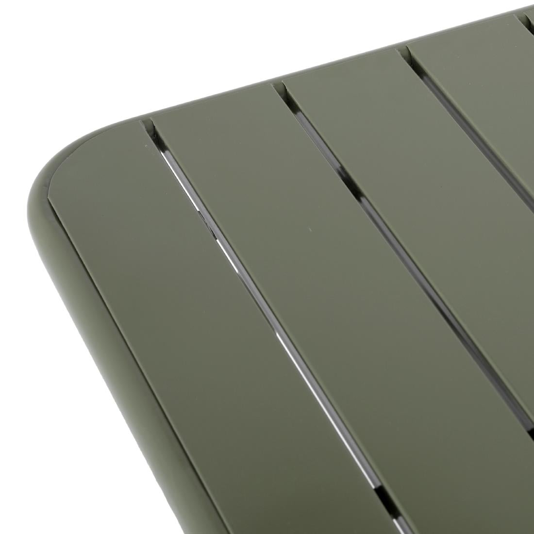 Bolero Amalfi Vierkante Gelat Staal Inklapbare Tafel Olijfgroen 700mm