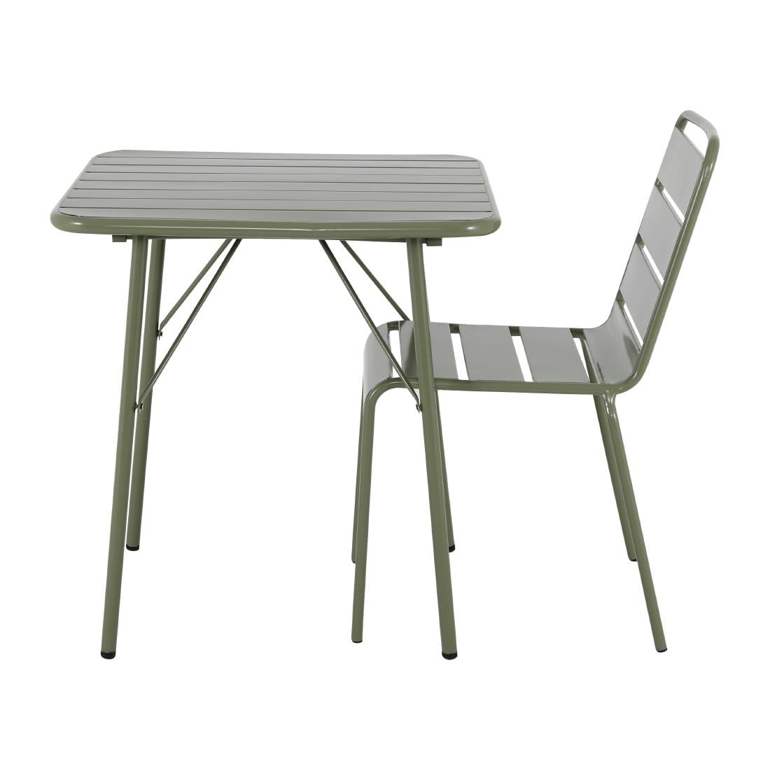 Bolero Amalfi Vierkante Gelat Staal Inklapbare Tafel Olijfgroen 700mm