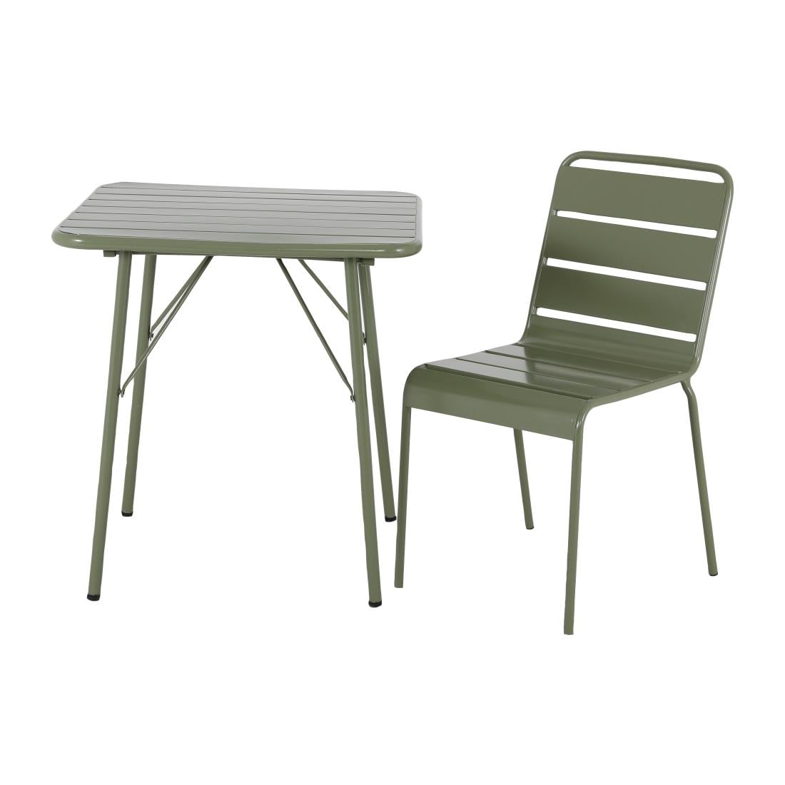 Bolero Amalfi Vierkante Gelat Staal Inklapbare Tafel Olijfgroen 700mm