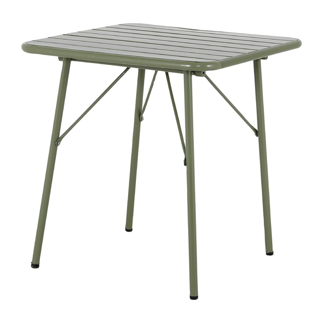Bolero Amalfi Vierkante Gelat Staal Inklapbare Tafel Olijfgroen 700mm