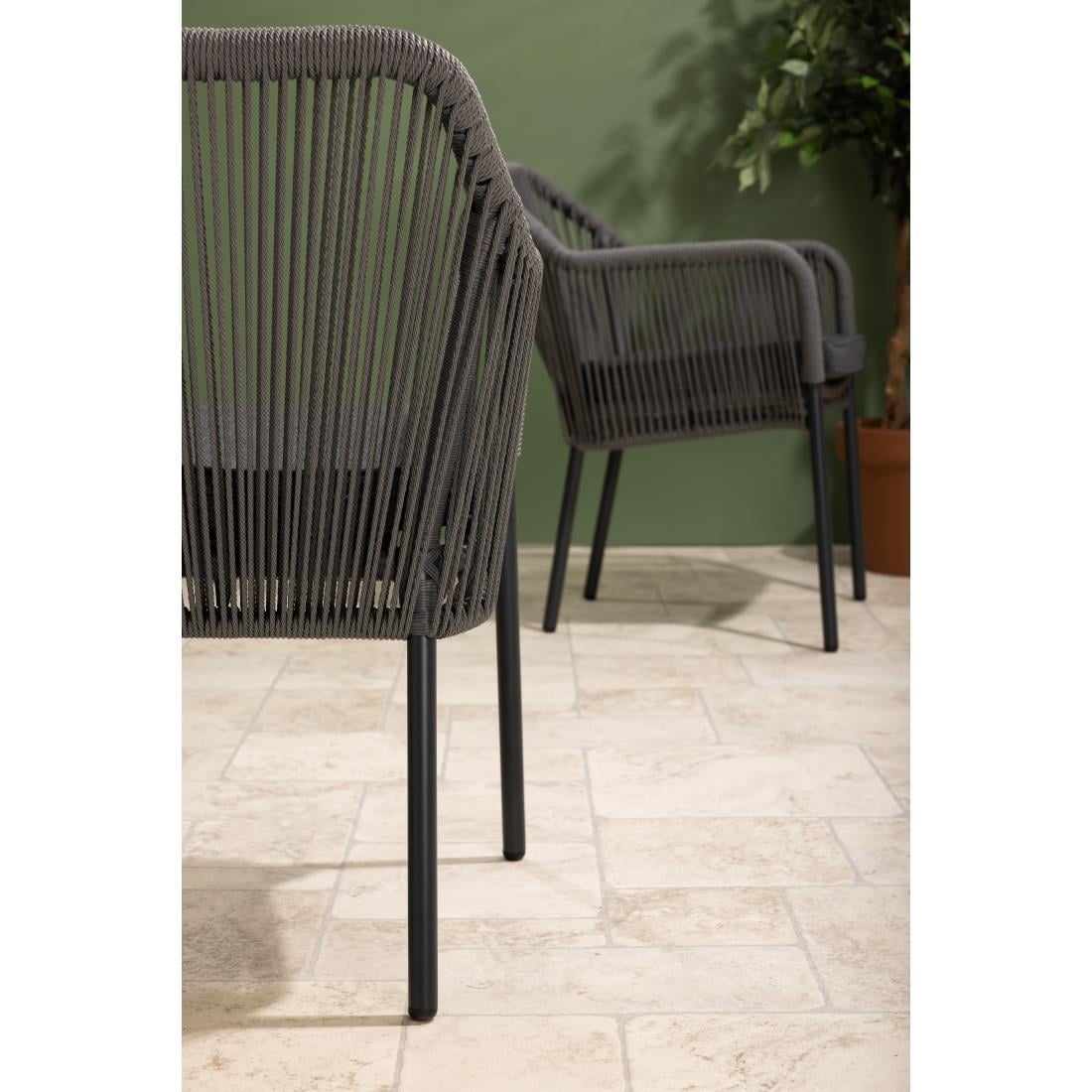 Bolero Bay PE gevlochten rattan outdoor armstoelen antraciet (2 stuks)