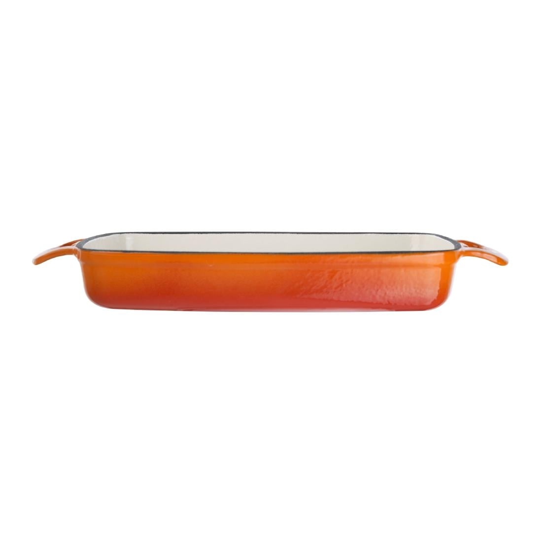 Vogue rechthoekige gietijzeren ovenschaal oranje 1,8L