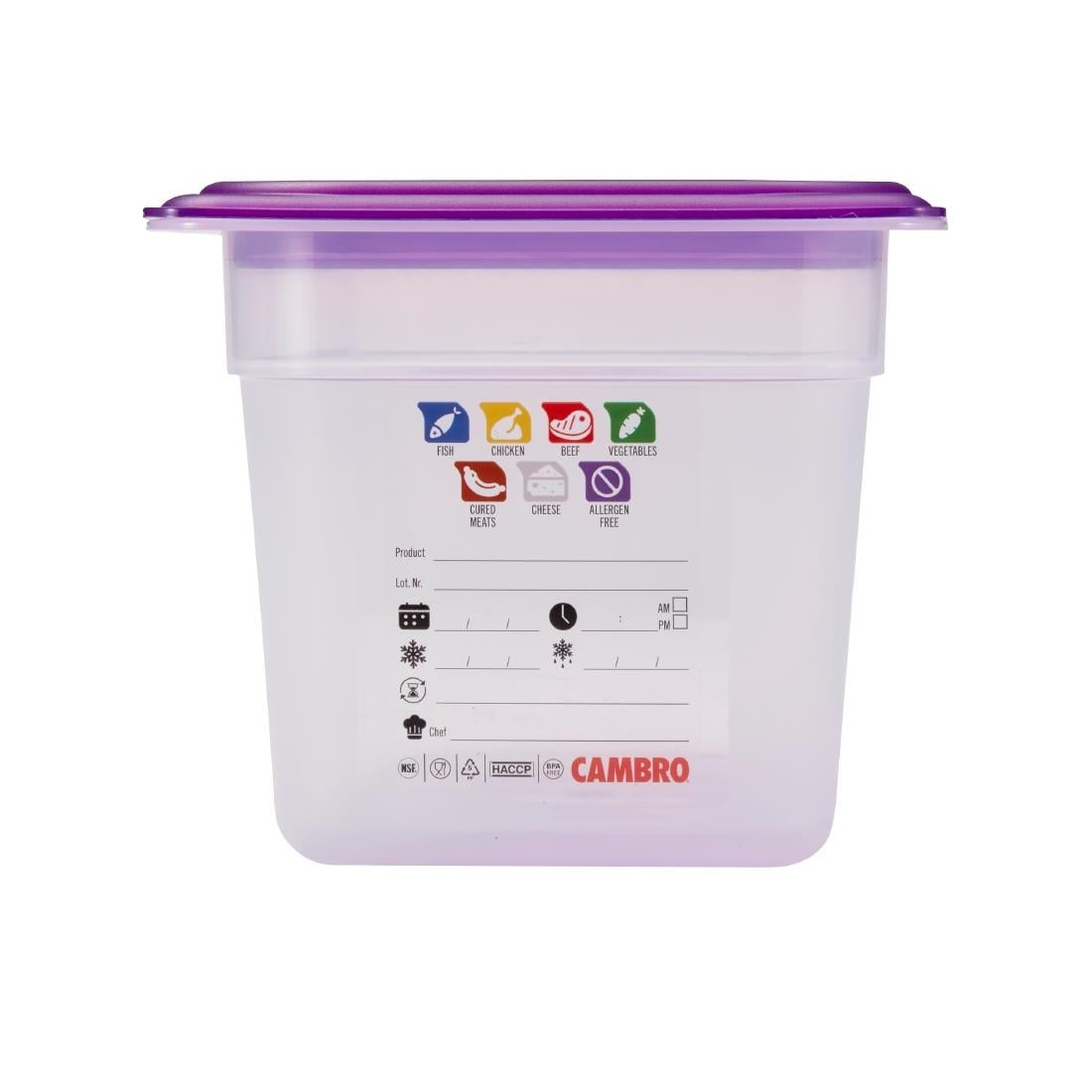 Cambro Safetrak IML polypropyleen voedselopslagbak 1/3 GN 150mm