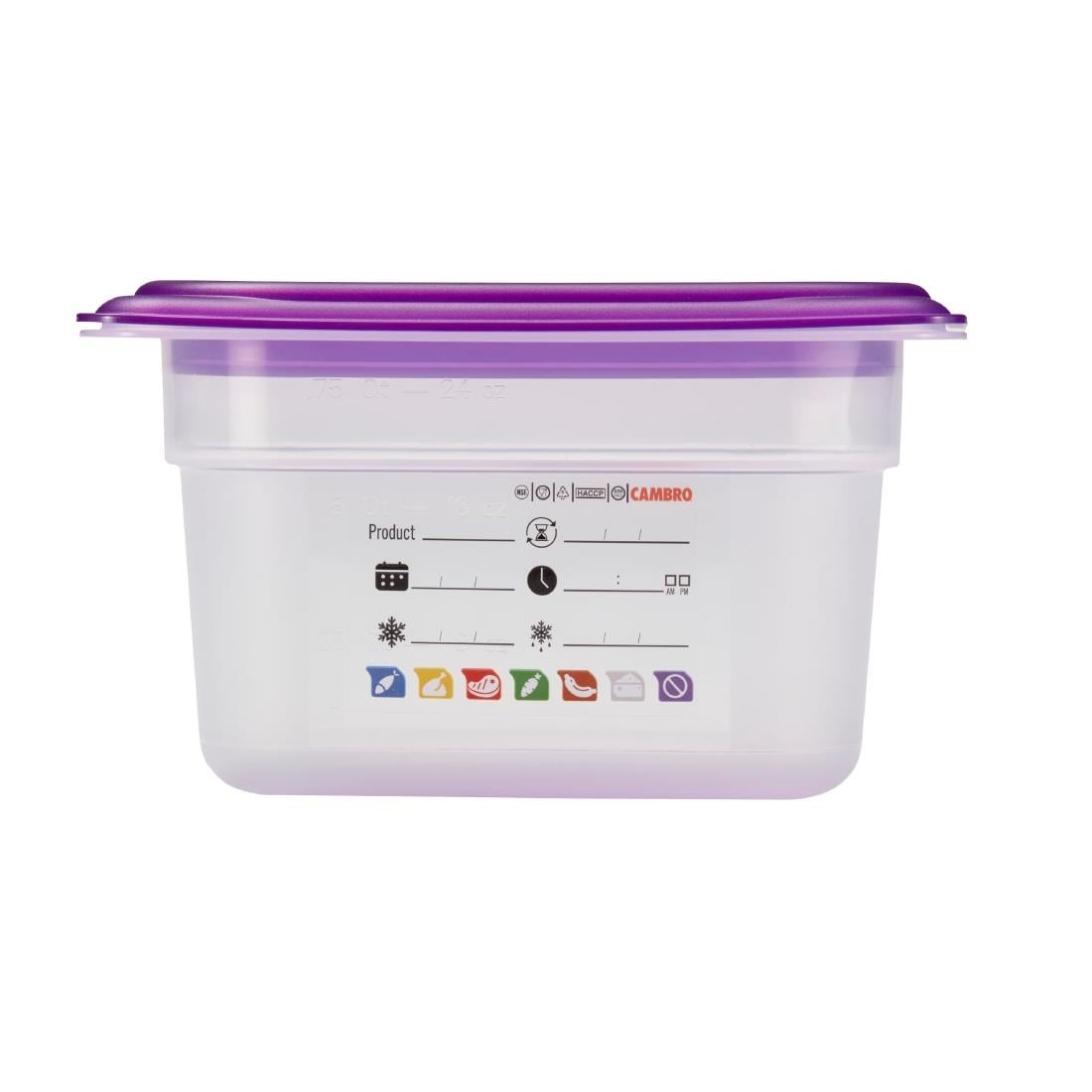 Cambro Safetrak IML polypropyleen voedselopslagbak 1/9 GN 100mm