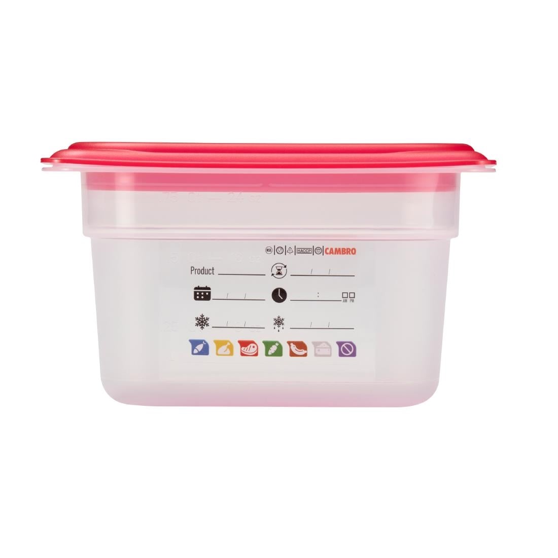 Cambro Safetrak IML polypropyleen voedselopslagbak 1/9 GN 100mm