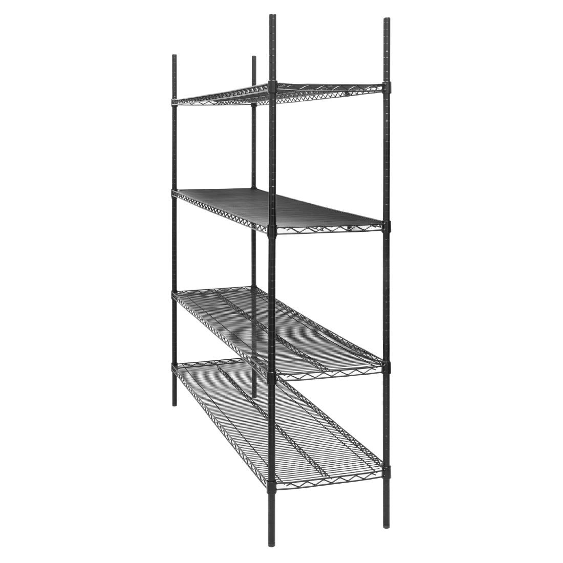 Nisbets Essentials epoxy gecoate draadstelling met 4 legborden plat verpakt zwart 1830x1820x460mm