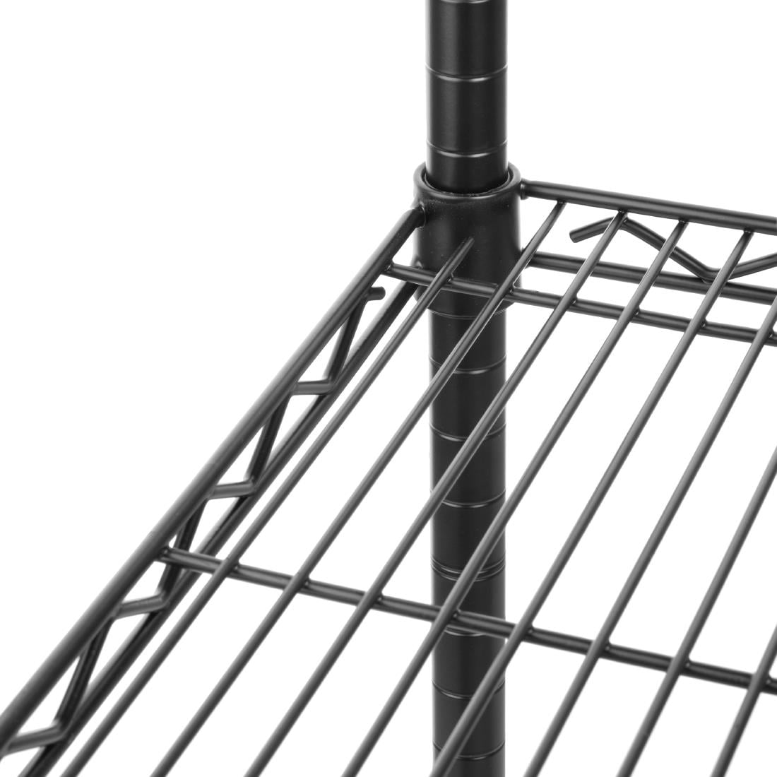 Nisbets Essentials epoxy gecoate stelling met 4 legborden flatpack zwart 1830x1510x460mm