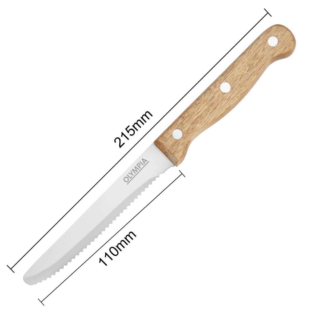 Olympia steakmessen met ronde punt hout (12 stuks)