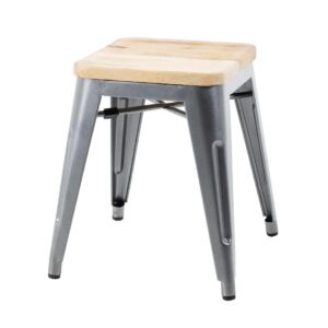 Bolero Bistro lage krukken met houten zittingen gunmetal (4 stuks)