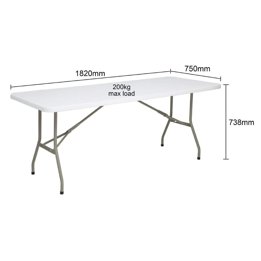Bolero rechthoekige inklapbare tafel 6ft wit