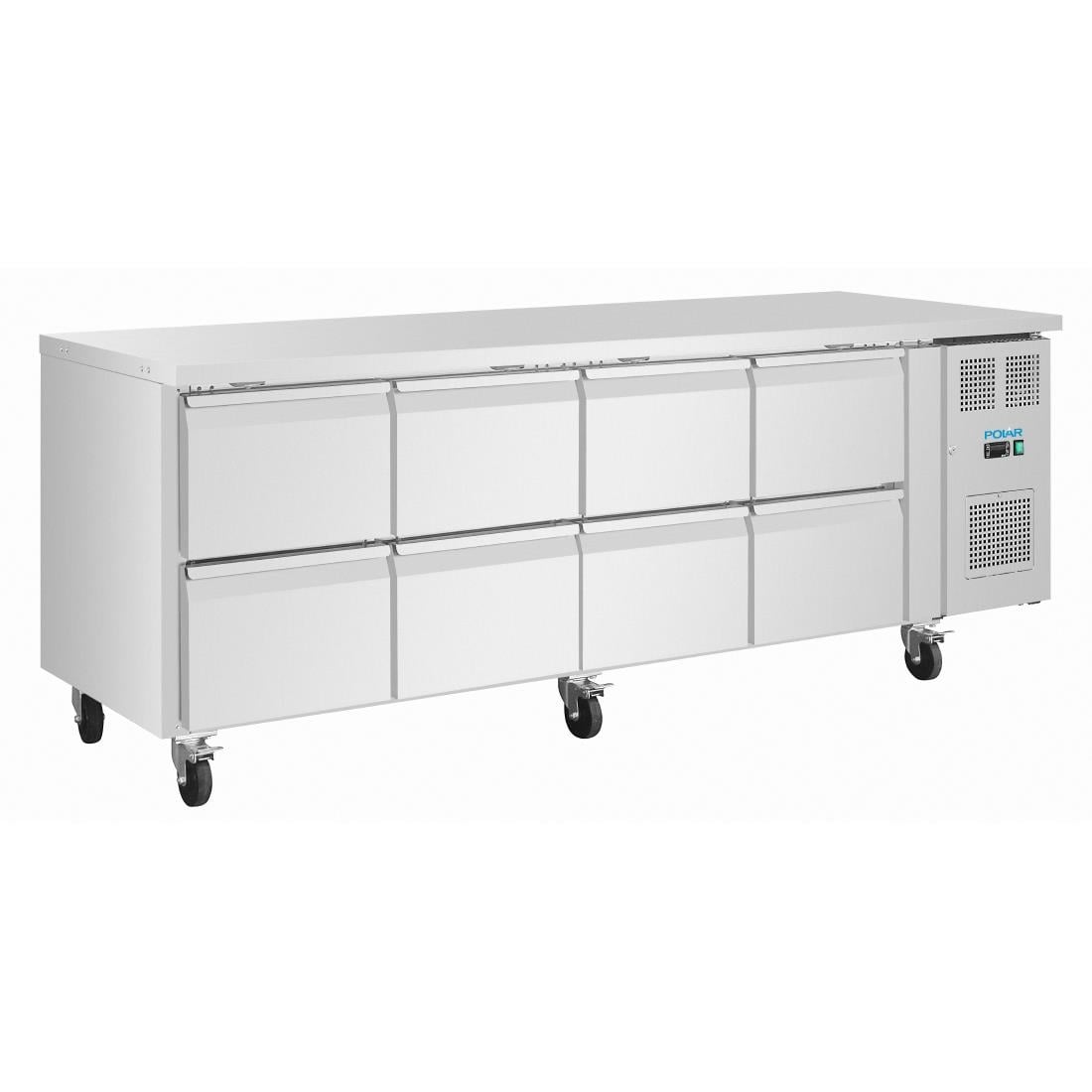 Polar U Series RVS koelwerkbank gastronorm met 8 laden