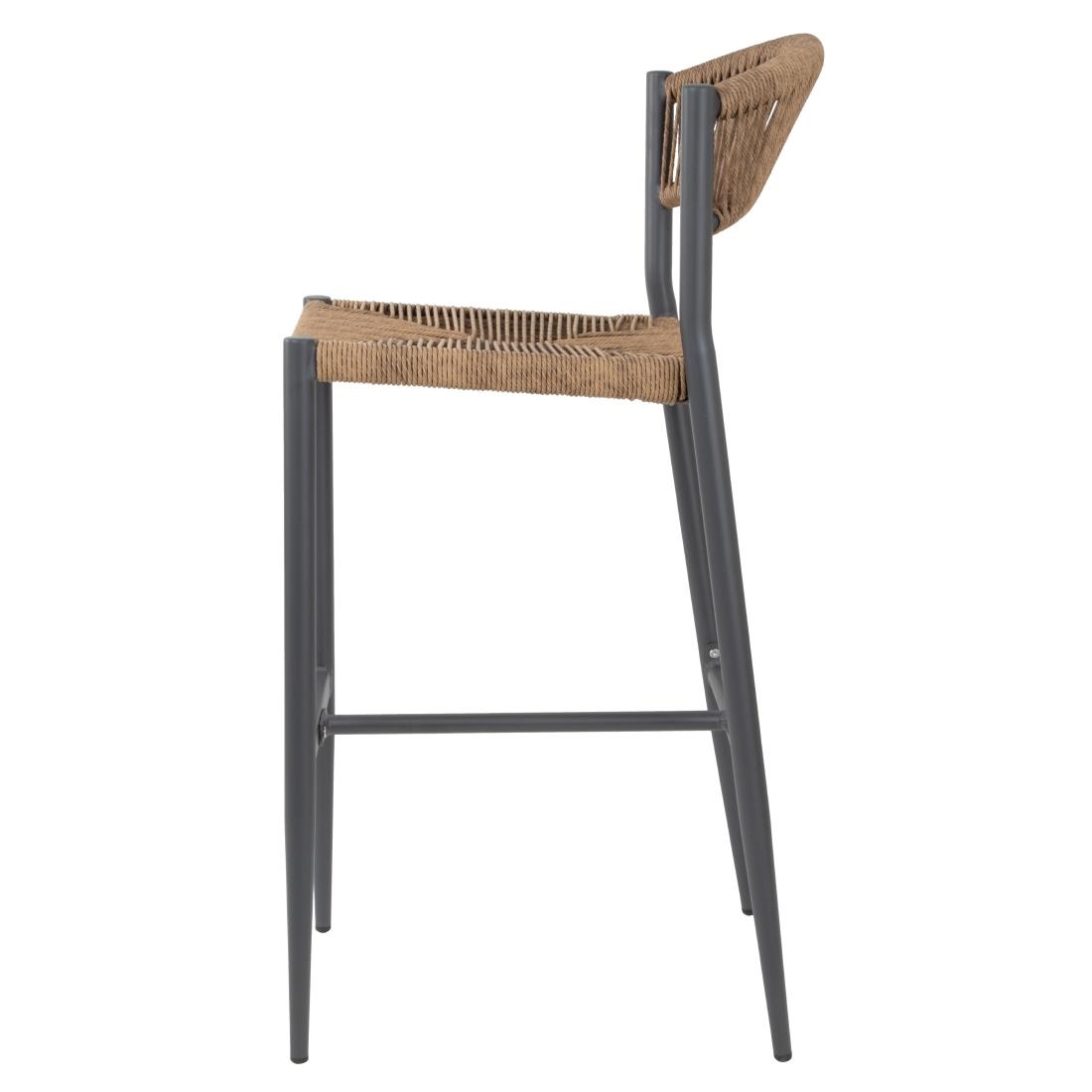 Bolero Eden PE gevlochten rattan outdoor barkrukken naturel (2stuks) - Afbeelding 3