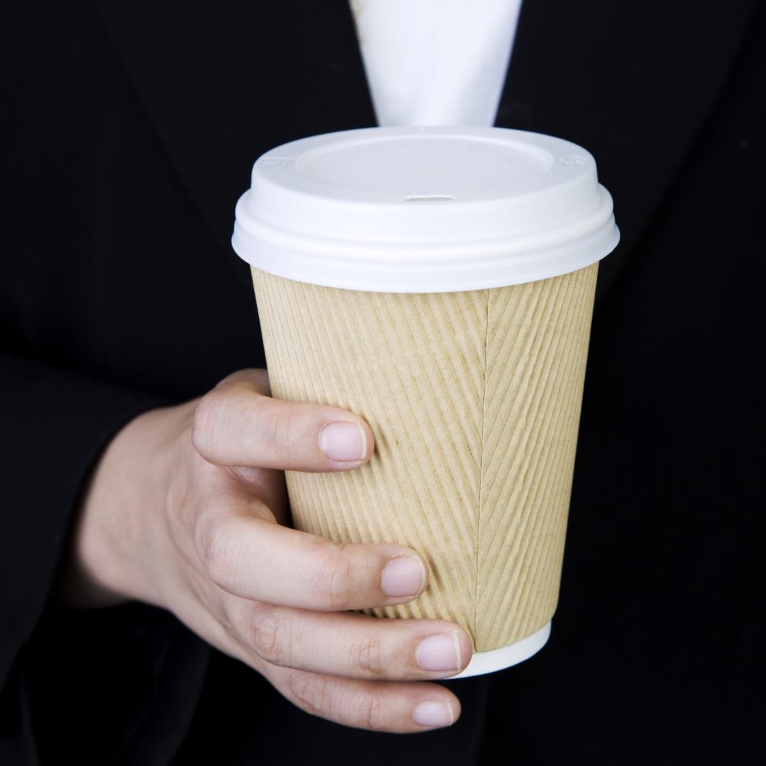 Fiesta recyclebare koffiebekerdeksels wit 340ml / 12oz en 455ml / 16oz (50 stuks) - Afbeelding 3