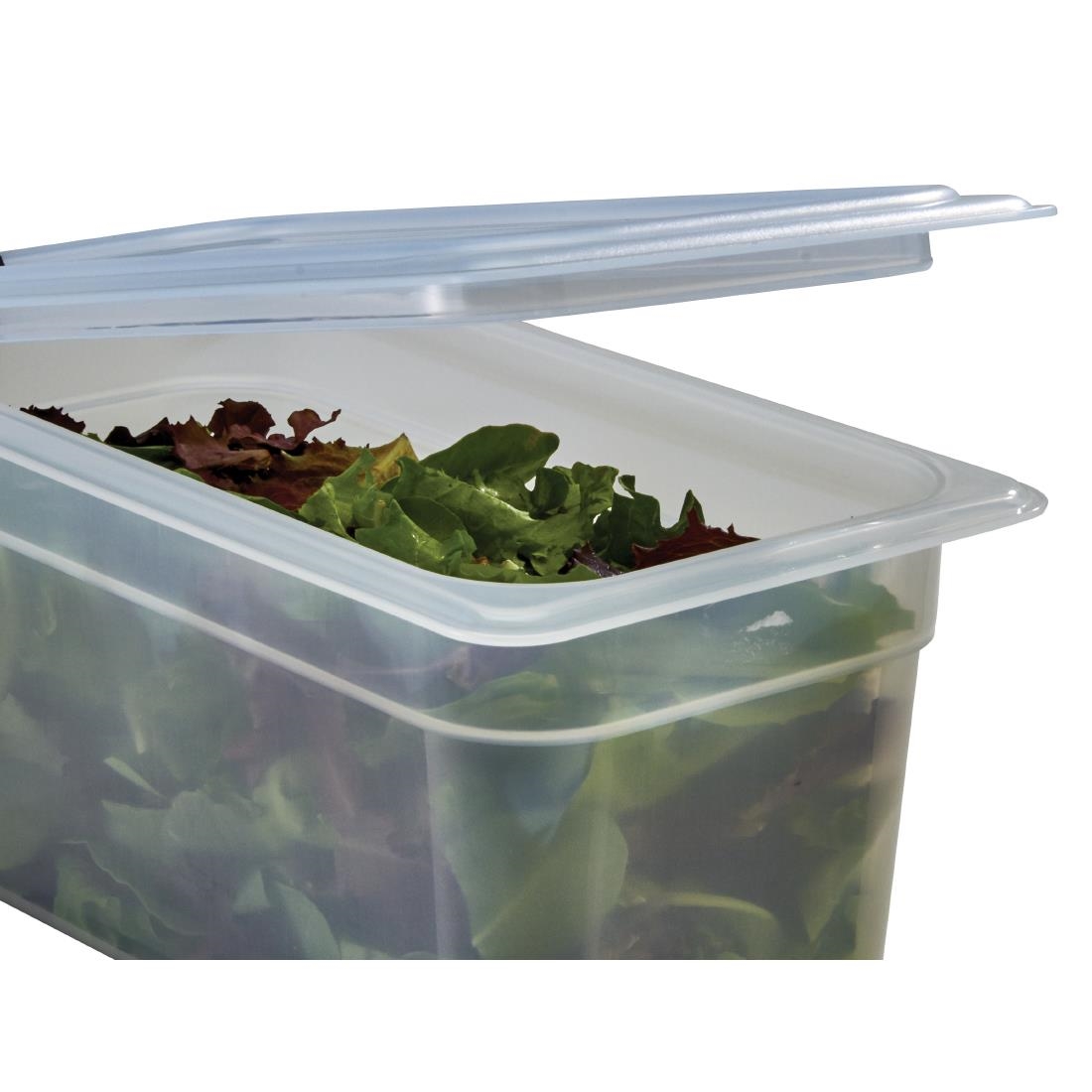 Cambro Safetrak IML polypropyleen zachte afdichtingsdeksel transparant 1/4 GN - Afbeelding 3