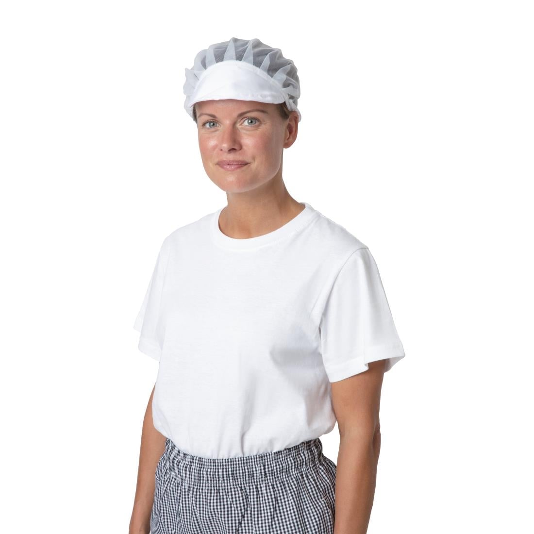 Whites nylon haarnet met klep wit - Afbeelding 2