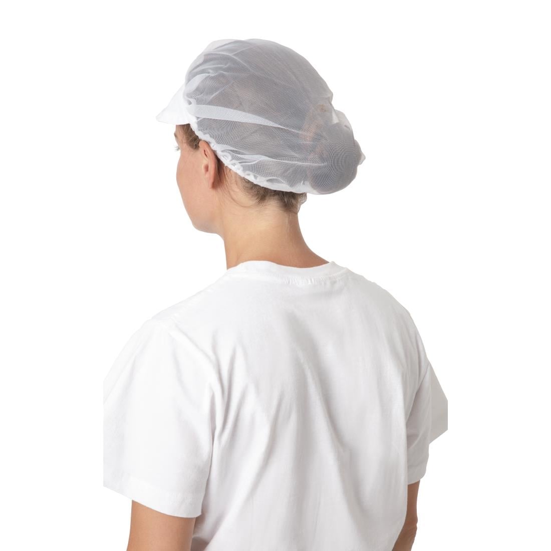 Whites nylon haarnet met klep wit - Afbeelding 4