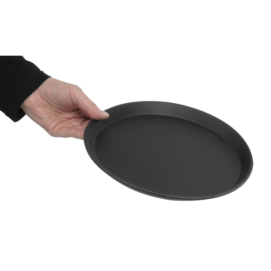 Cambro Camtread rond antislip glasvezel dienblad zwart 28cm - Afbeelding 5
