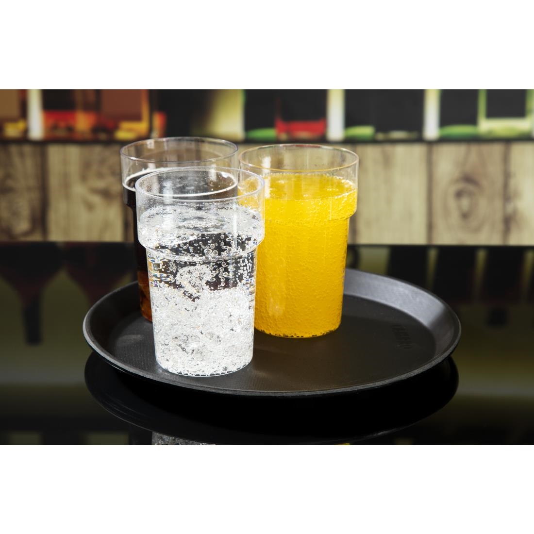 Cambro Camtread rond antislip glasvezel dienblad zwart 28cm - Afbeelding 7