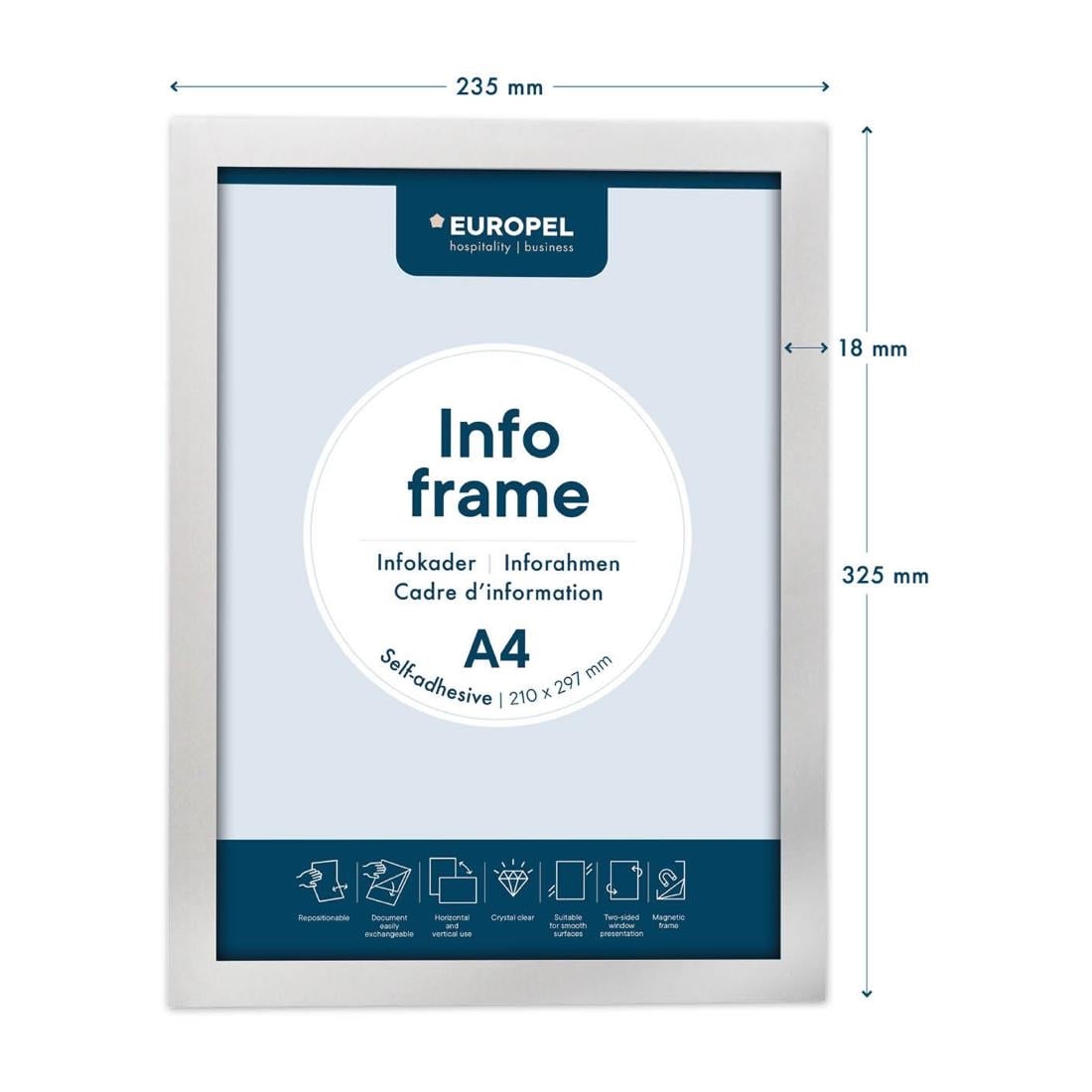 Europel Info Frame / Zelfklevende Set 2 Stuks A4 Zilver - Afbeelding 5