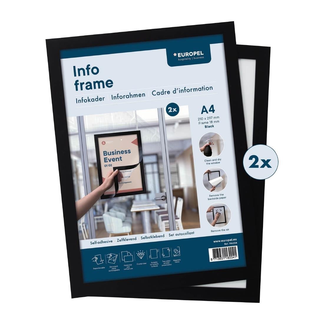 Europel Infokader / Zelfklevende Set Van 2 Stuks A4 zwart - Afbeelding 9