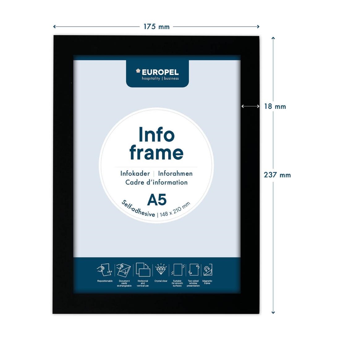 Europel Info Frame / Zelfklevende Set 2 Stuks A5 zwart - Afbeelding 5