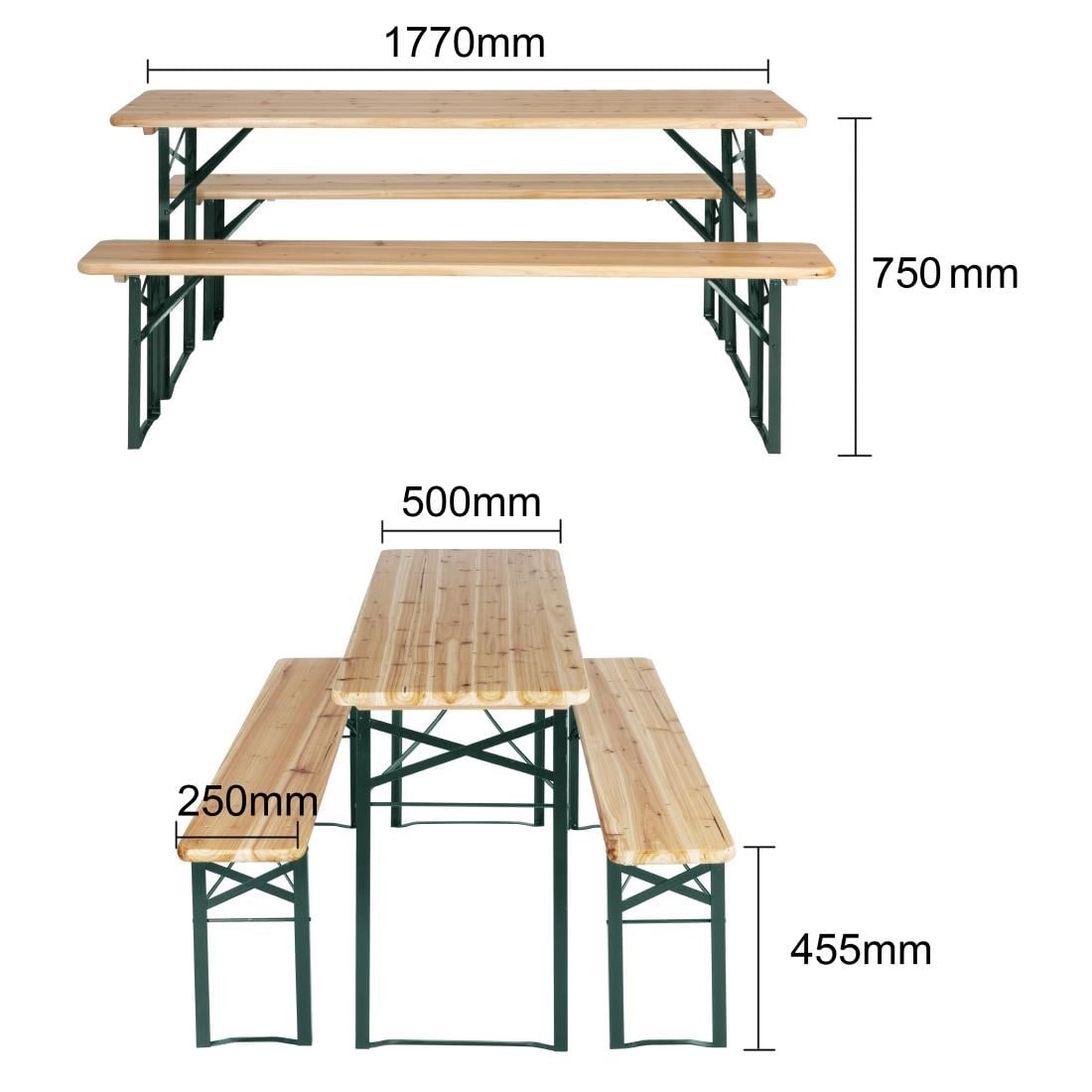 Bolero Duitse bierbank en tafelset 1770x500mm - Afbeelding 7