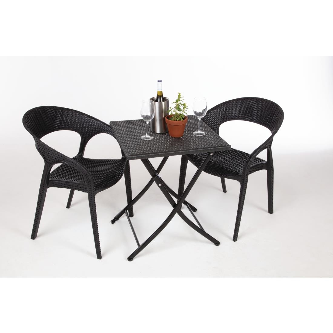 Bolero vierkante polyrotan klaptafel zwart 60cm - Afbeelding 11