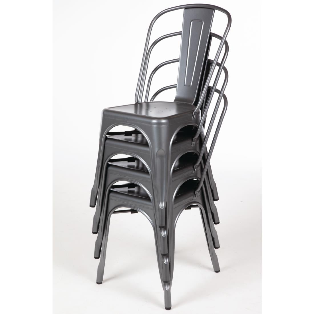 Bolero Bistro stalen zijstoelen Gunmetal grijs (4 stuks) - Afbeelding 8